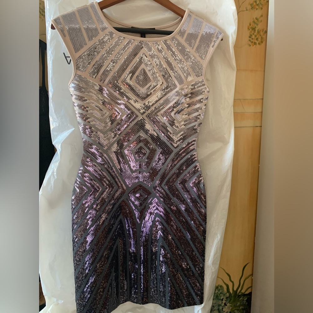 BCBG MAX AZARIA ombré sequined dress